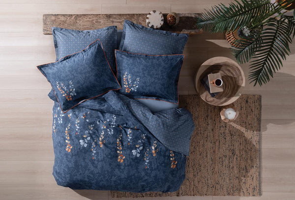 Petal Marineblauw Dekbedovertrekset Eenpersoons