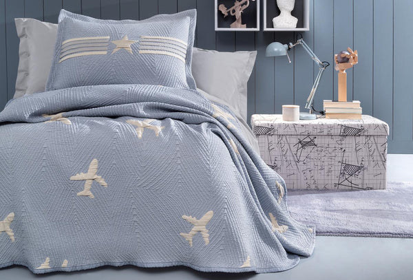 Chevron Indigo Bed Sprei Seti Eenpersoons