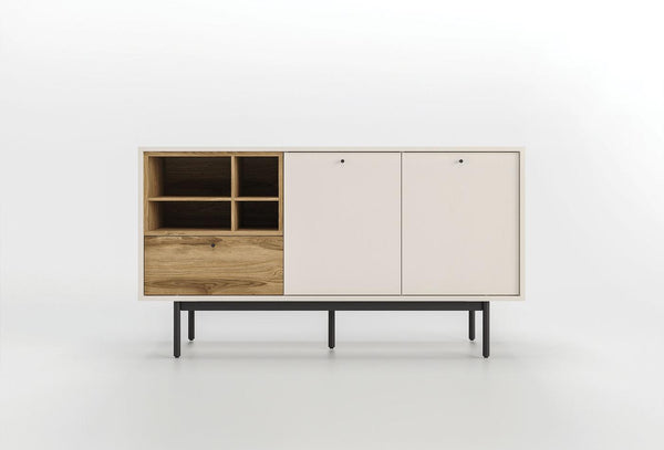 Loreto Klein Dressoir Eettafel Uitschuifbaar 120 Cm Cordell Eetkamerstoel 4 Stuks