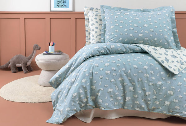 Povey Blauw Dekbedovertrekset Eenpersoons