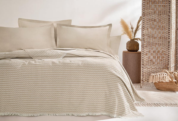 Gwen Beige Pique Tk Eenpersoons