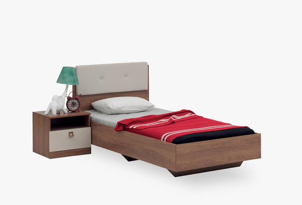 Mistral Tiener Bed met hoofdbord 100X200 Cm Creme Kunstleer Stof