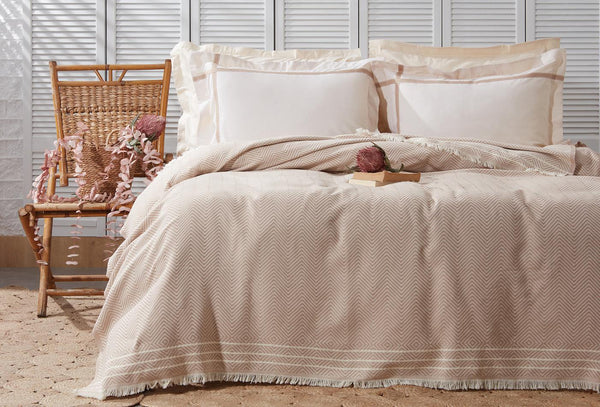 Colin Beige Pique Tk Eenpersoons