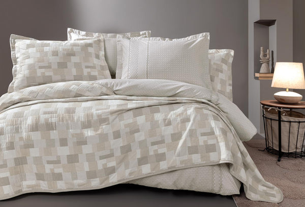 Tanna Beige met bedsprei Dekbedovertrekset Tweepersoons