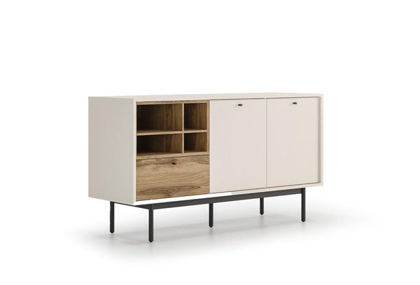 Loreto Klein Dressoir Eettafel Uitschuifbaar 120 Cm Cordell Eetkamerstoel 4 Stuks