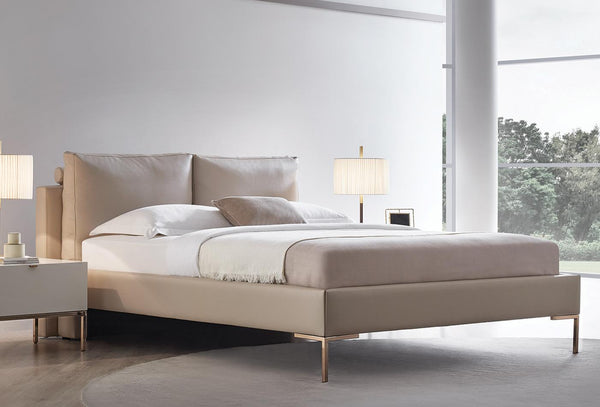 Legato Bed Met Hoofdbord 40119 Creme leatherlook