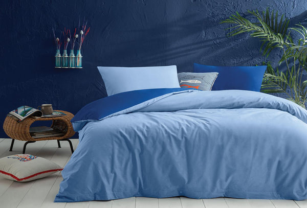 Noah Licht Marineblauw Lichtblauw Dekbedovertrek Seti Eenpersoons Xl