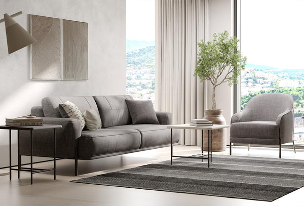 Varena 3-Zitsbank met Slaapfunctie + Fauteuil Linnen geweven 55902 Taupe
