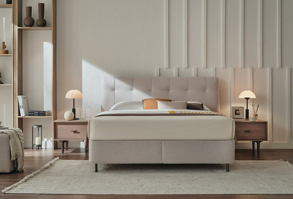 Paloma Boxspring met hoofdbord, 160x200 cm, Creme