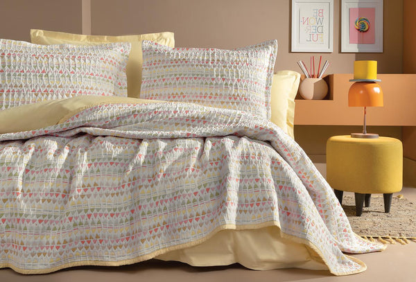 Akoni Roze Bed Sprei Seti Eenpersoons