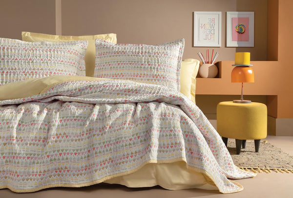 Akoni Roze Bed Sprei Seti Eenpersoons