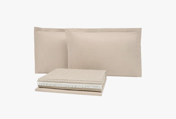 Gwen Beige Pique Tk Eenpersoons