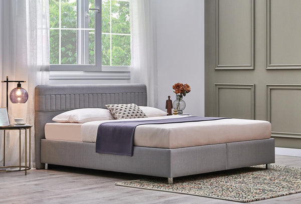 Nano Somni Set Boxspring met hoofdbord Set 100X200 Cm Grijs Linnen