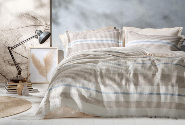 Recta Beige Pique Bed Sprei Seti Eenpersoons