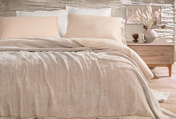 Nesta Beige Bed Sprei Eenpersoons