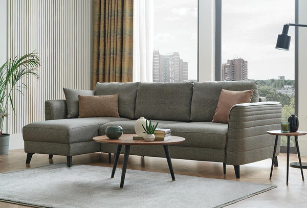 Grace Hoekbank met Slaapfunctie Large Fluweel 14211 Bruin-Groen