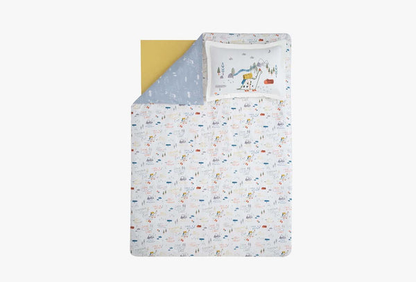 Dinno Wit Blauw Dekbedovertrekset Eenpersoons