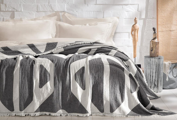 Tierra Antraciet Pique Bed Sprei Tweepersoons