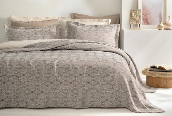 Morty Taupe Bed Sprei Seti Tweepersoons
