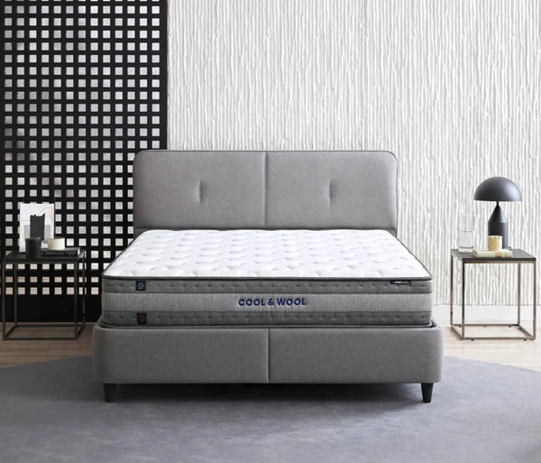 Lento Boxspring met Opbergruimte | Cool Action Hoofdbord incl. Ionic Energy Pro Matras | 3 in 1 Set - 180x200 - Creme (14207)