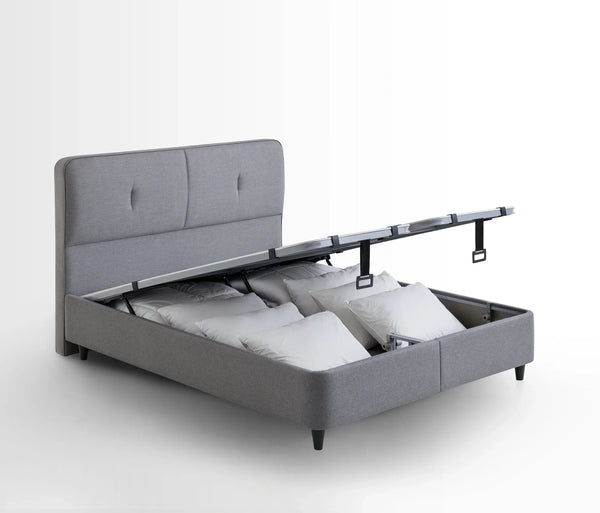 Lento Boxspring met Opbergruimte | Cool Action Hoofdbord incl. Ionic Energy Pro Matras | 3 in 1 Set - 180x200 - Creme (14207)