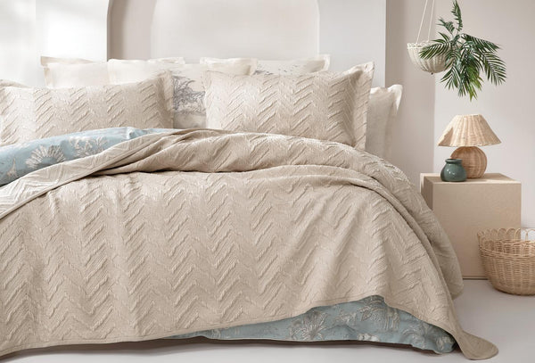 Curly Beige Bed Sprei Eenpersoons