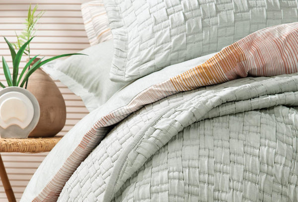 Velma Saliegroen Grijs Bed Sprei Eenpersoons