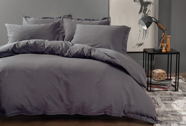 Plain Antraciet Dekbedovertrekset Tweepersoons Xl