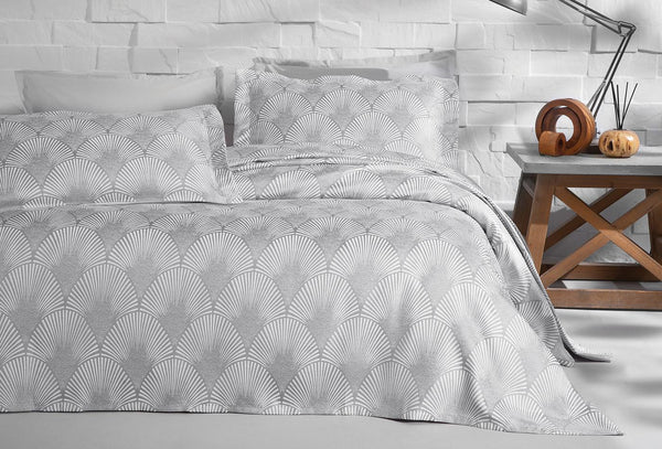 Gian Grijs Bed Sprei Seti Tweepersoons