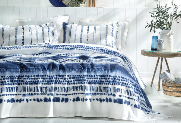 Darby Blauw Pique Tk Eenpersoons