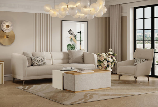 Marsana 3-Zitsbank met Slaapfunctie 71002 Creme