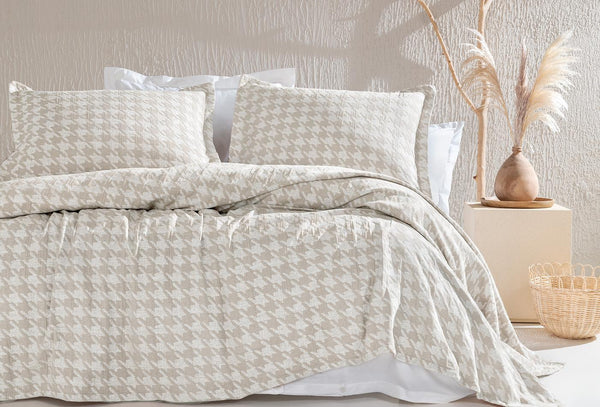 Agie Beige Bed Sprei Eenpersoons