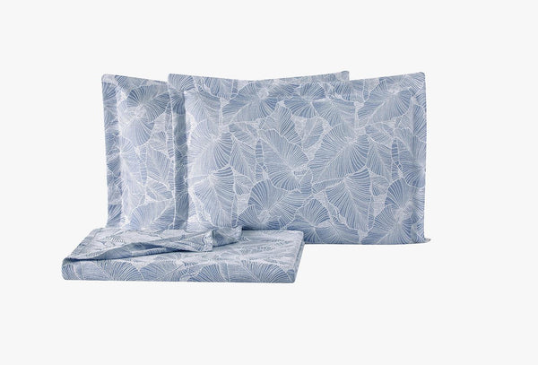 Leaf Blauw Bed Sprei Seti Tweepersoons