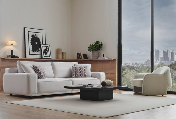 Mesta 3-Zitsbank + Fauteuil 14008 Creme