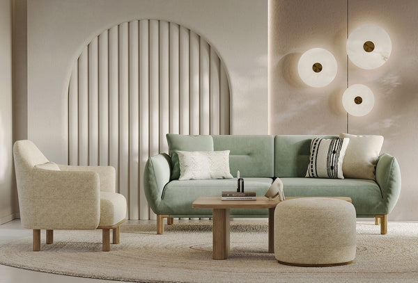 Perge 3-Zitsbank met Slaapfunctie + Fauteuil 70501 Groen