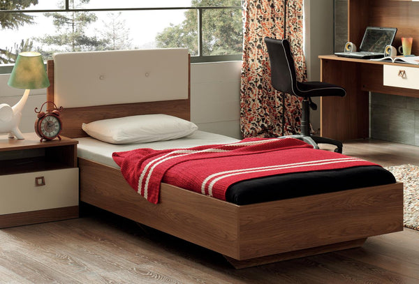 Mistral Tiener Bed met hoofdbord 100X200 Cm Creme Kunstleer Stof