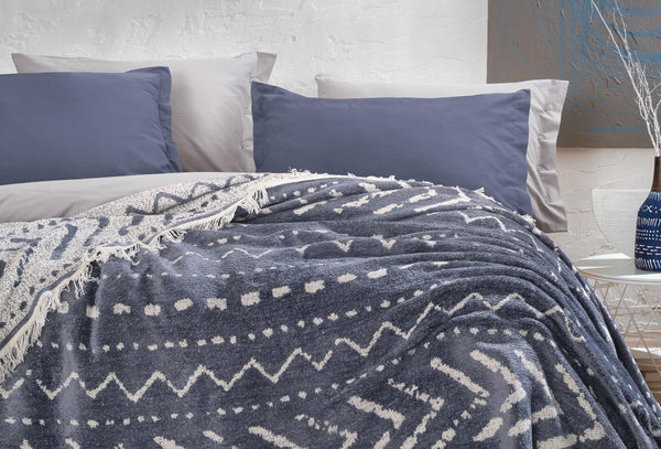 Cora Indigo Bed Sprei Eenpersoons