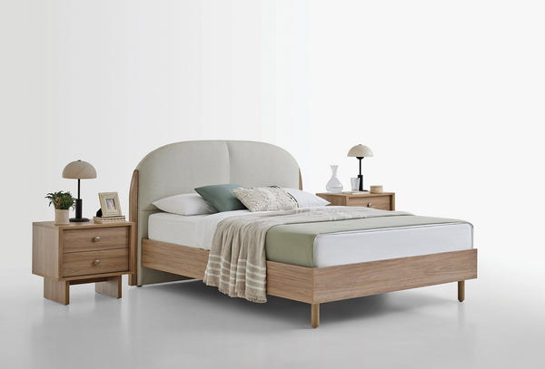 Perge Bed Incl. Hoofdbord 160X200 Cm 19803 Ivoor Geweven stof