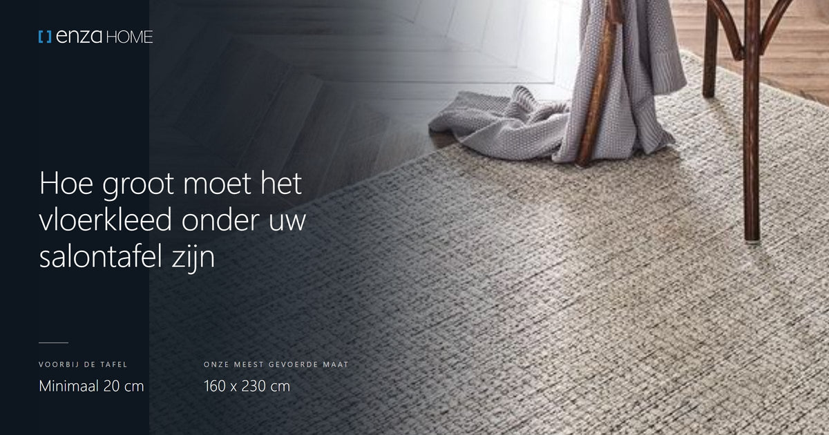 Woonkamer met een salontafel op een licht vloerkleed voor een bank