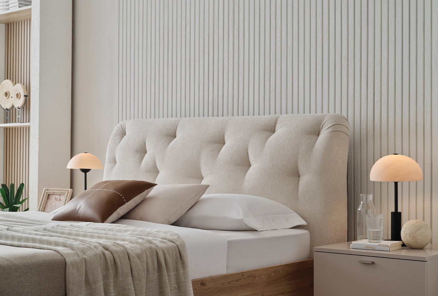 Cante Bed met hoofdbord 160x200 cm Creme - foto 5