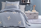 Chevron Indigo Bed Sprei Seti Eenpersoons - foto 3