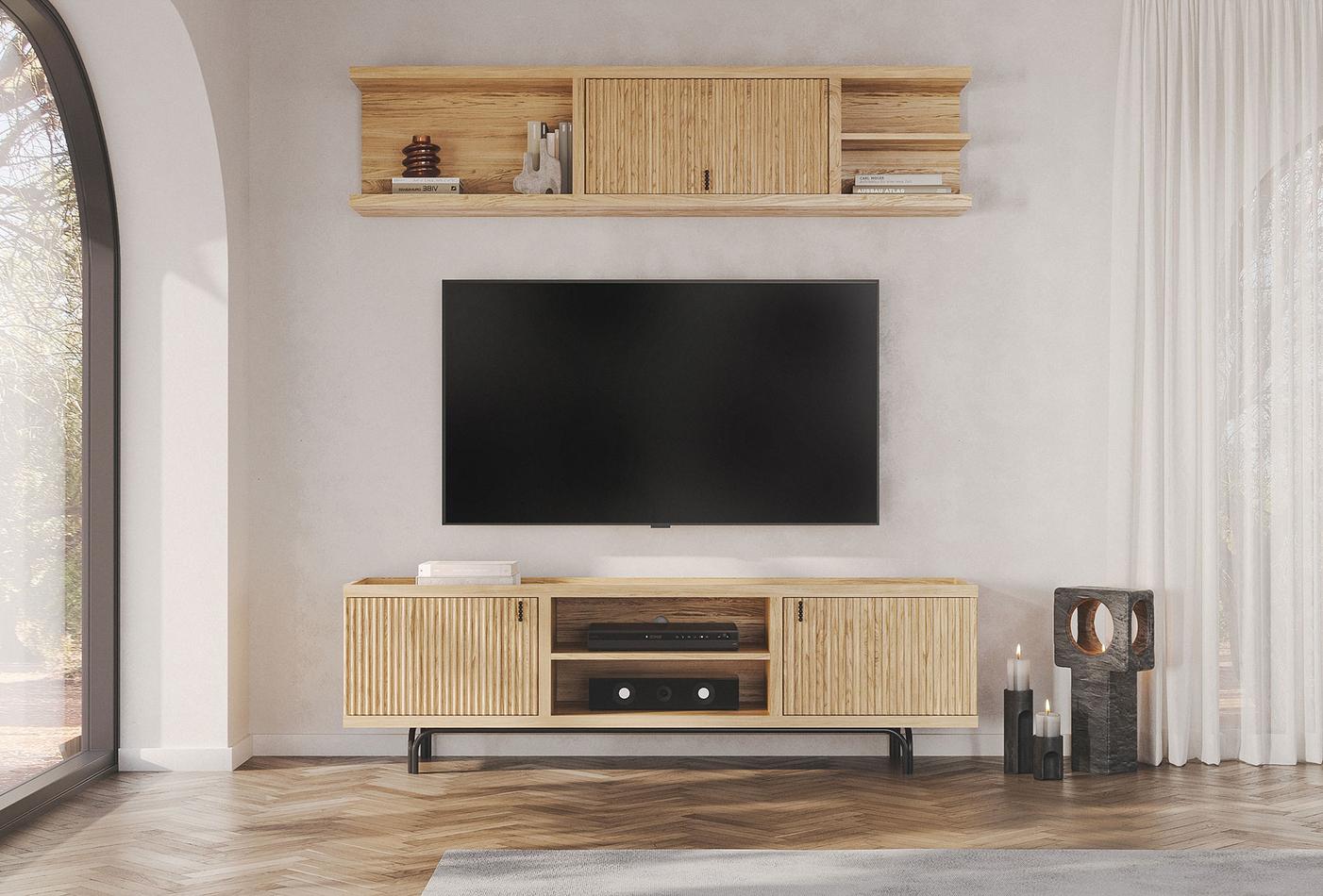 Austin Mini Tv-meubel Licht OAK kleur 250x45 cm