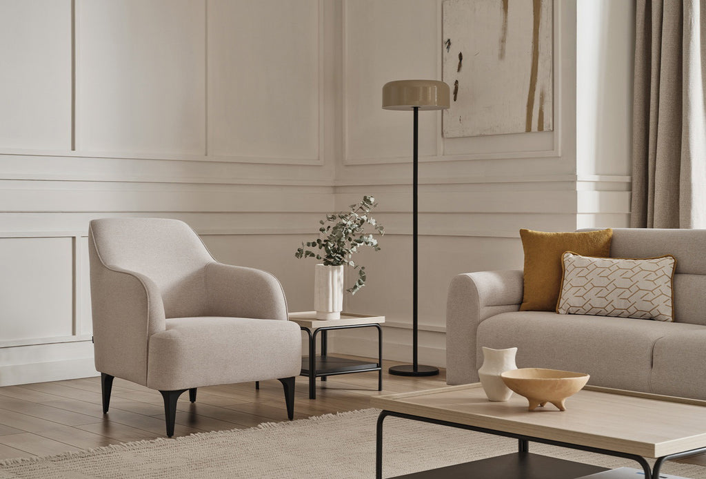 Paloma 3-Zitsbank met Slaapfunctie + Fauteuil Linnen geweven Creme - foto 5