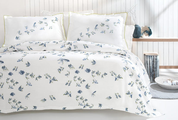 Betta Blauw Pique Tk Eenpersoons