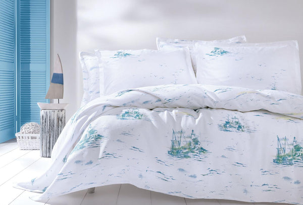 Onie Blauw Pique Tk Eenpersoons
