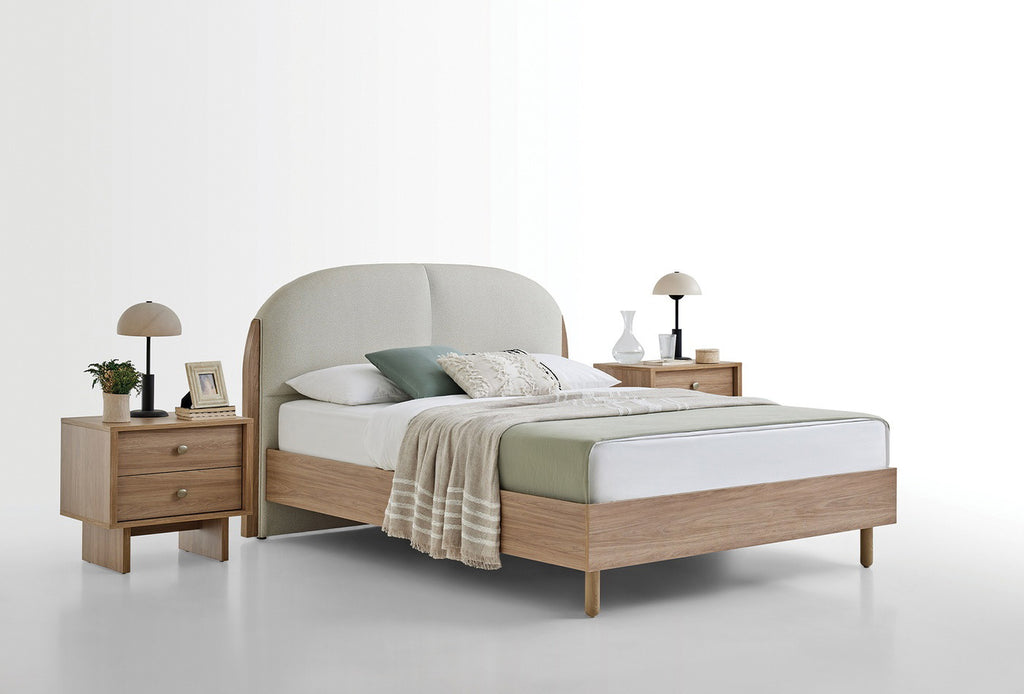 Perge Bed Incl. Hoofdbord 160x200 cm Ivoor Geweven stof - foto 6
