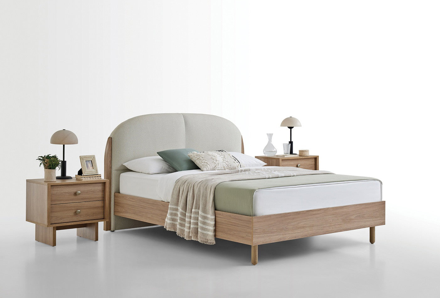 Perge Bed Incl. Hoofdbord 160x200 cm Ivoor Geweven stof - foto 6