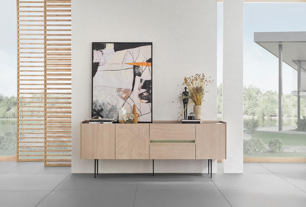 Terra Dressoir Eettafel Uitschuifbaar met armleuning Eetkamerstoel 4 Stuks