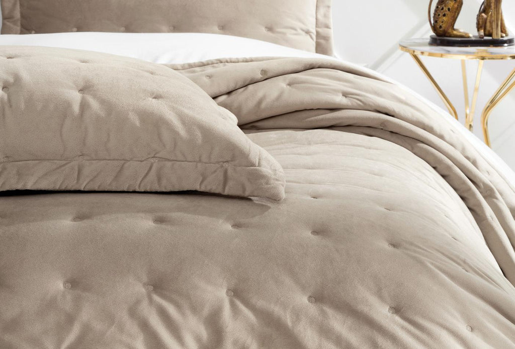 Vals Beige Fluweel Bed Sprei Seti Tweepersoons - foto 3