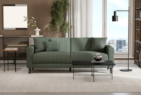 Astera Plus 3-Zitsbank met slaapfunctie Chenille Amandel Groen